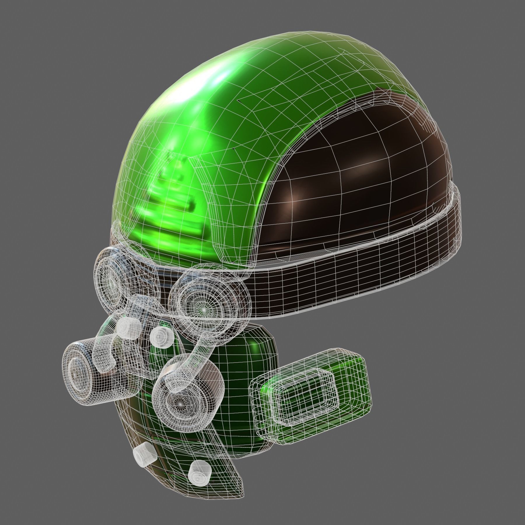 Gas mask helmet 3d model scifi Low-poly  3D model_8