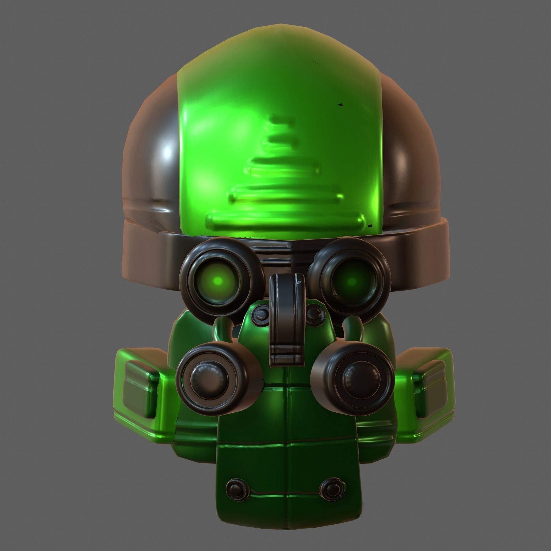 Gas mask helmet 3d model scifi Low-poly  3D model_2