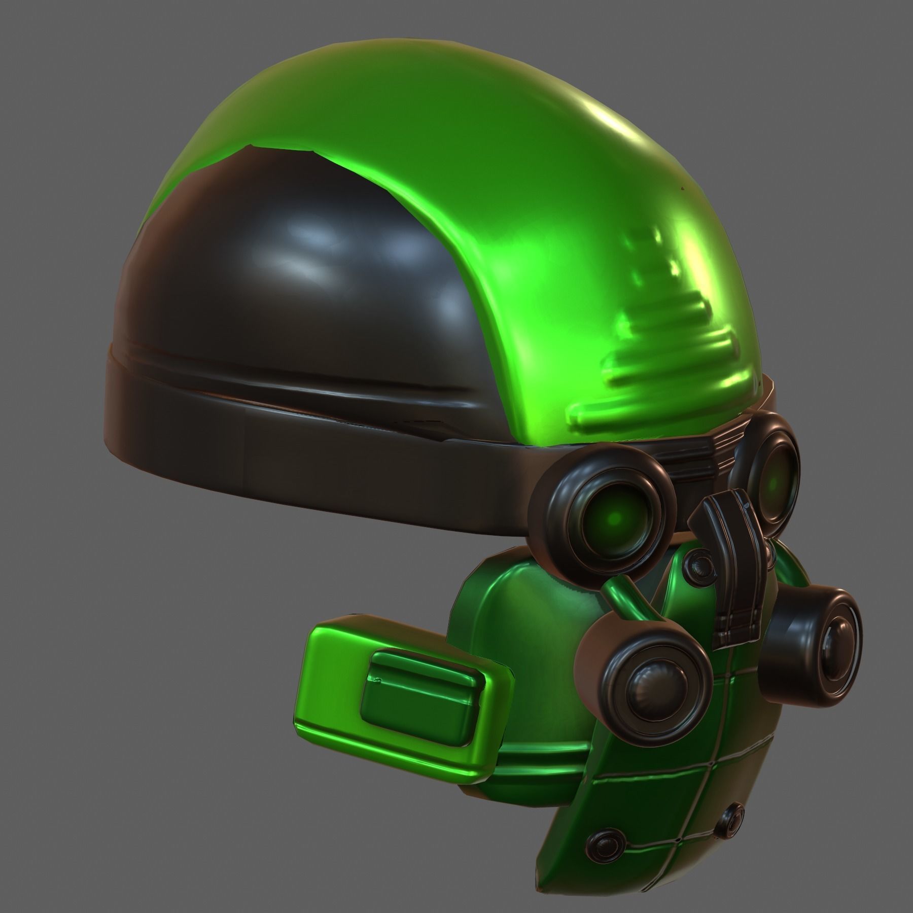 Gas mask helmet 3d model scifi Low-poly  3D model_5