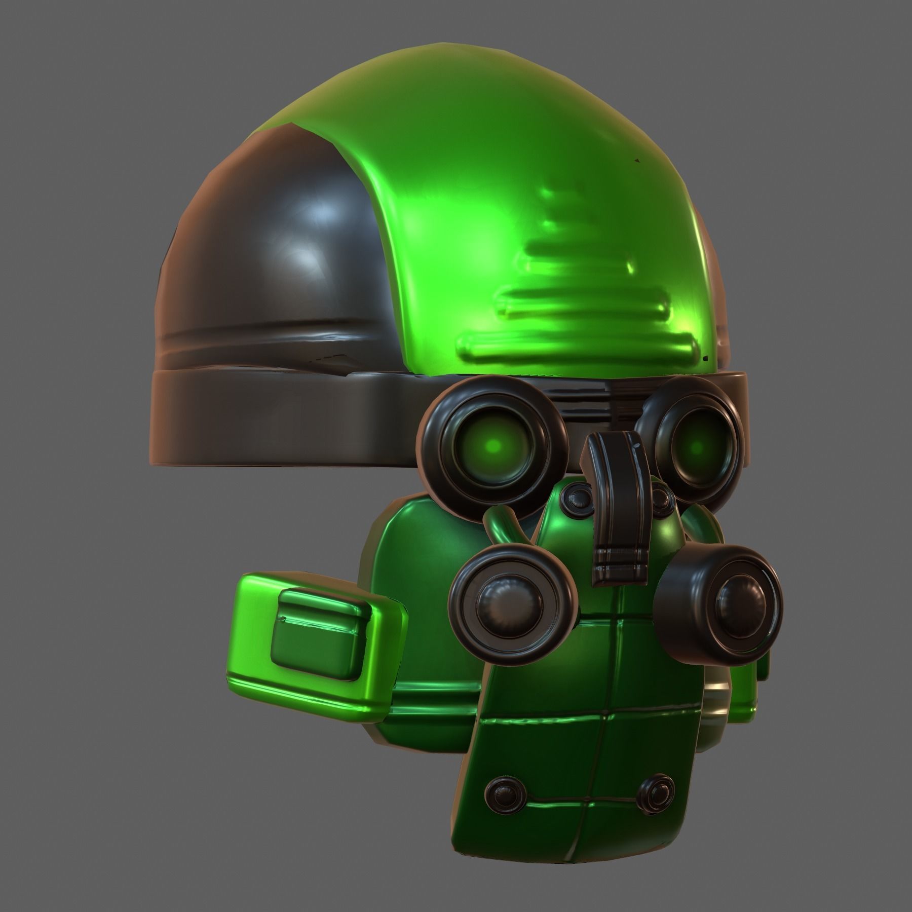 Gas mask helmet 3d model scifi Low-poly  3D model_4