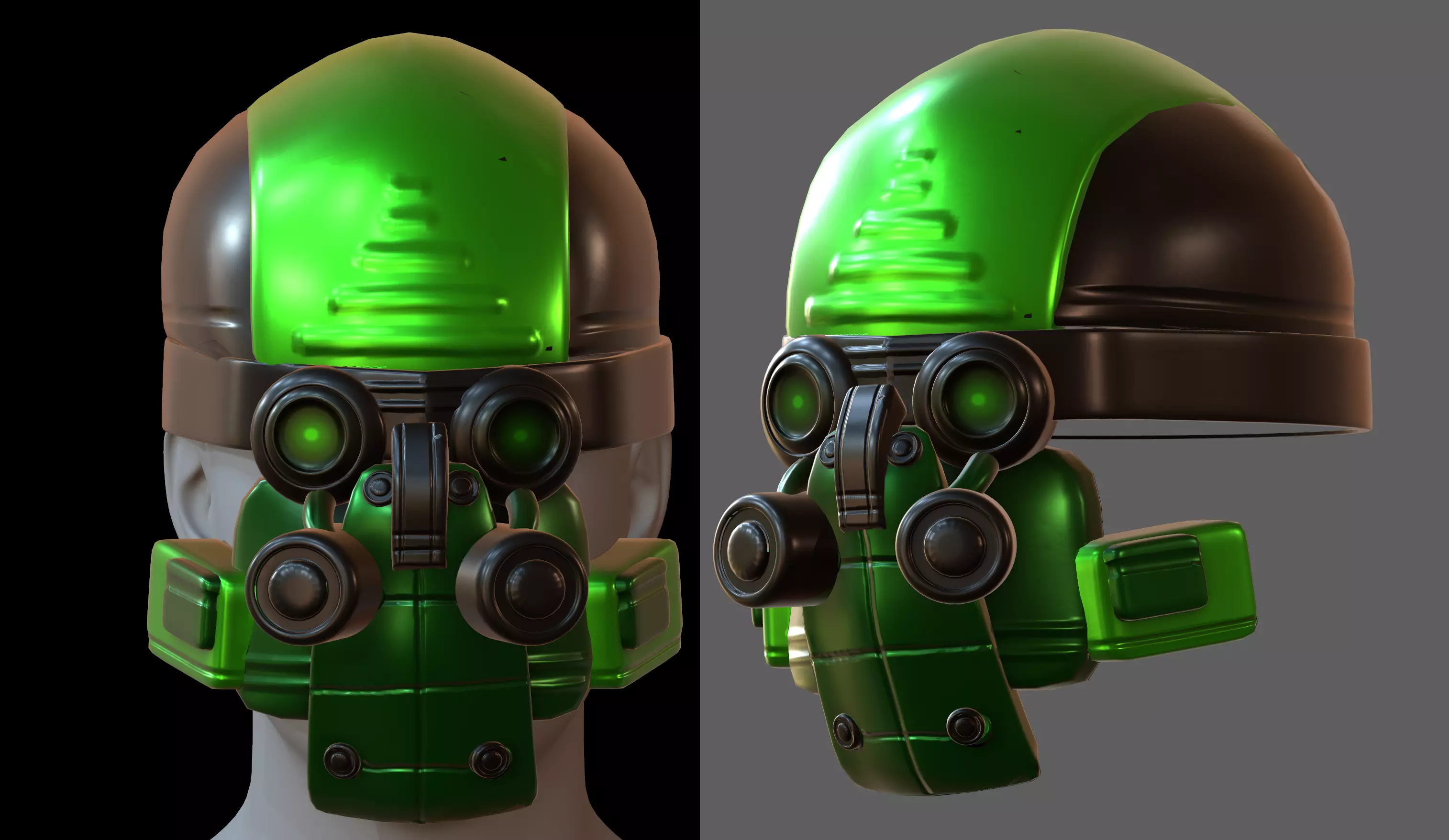 Gas mask helmet 3d model scifi Low-poly  3D model_0
