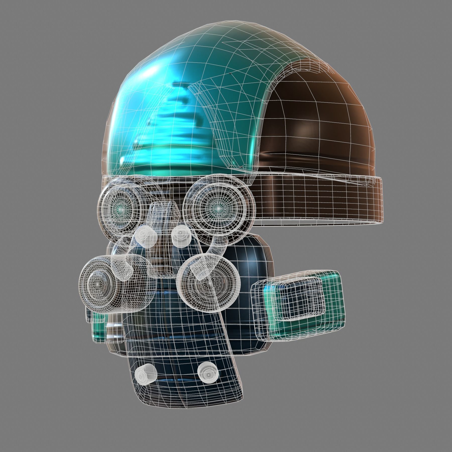 Gas mask helmet 3d model scifi Low-poly  3D model_7