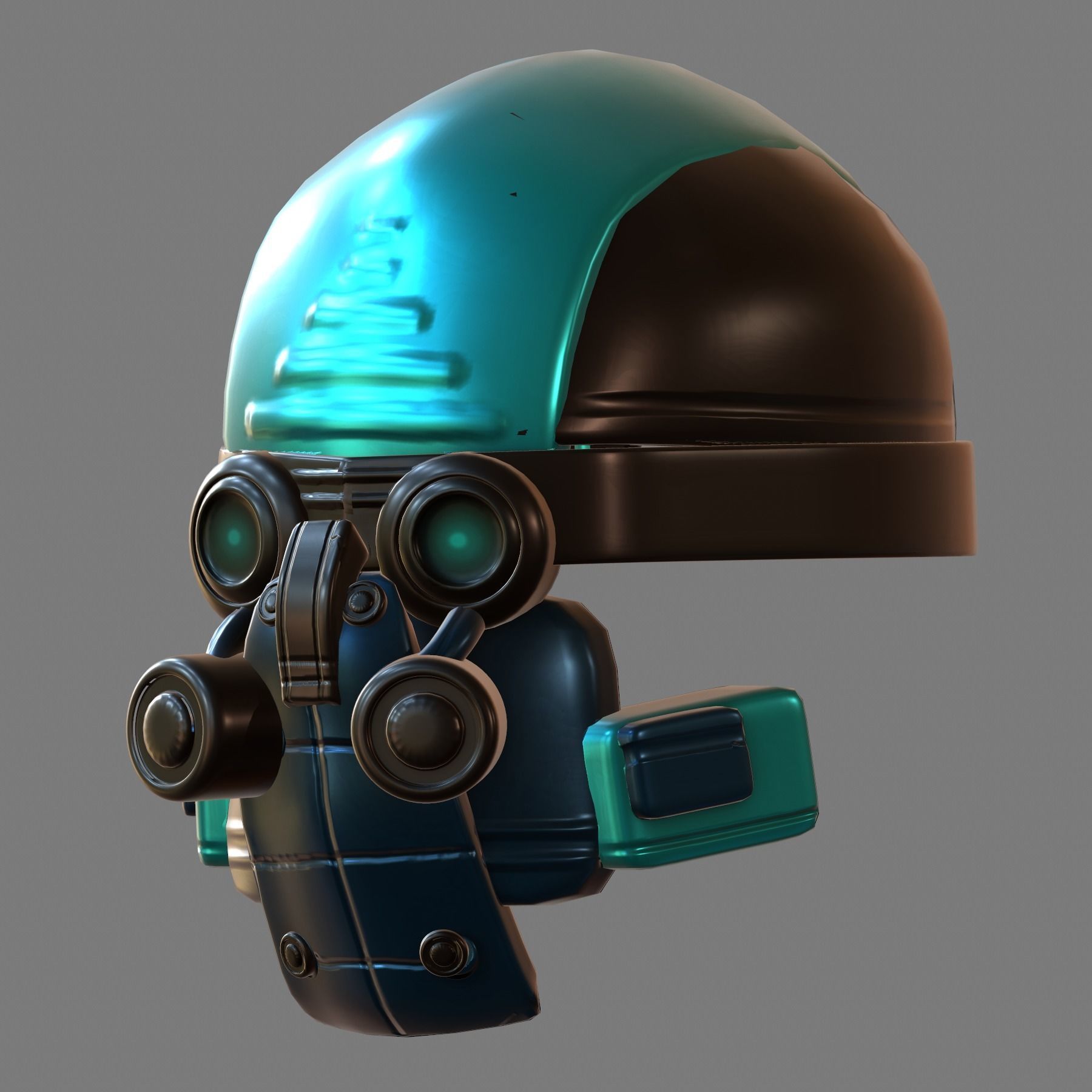 Gas mask helmet 3d model scifi Low-poly  3D model_2
