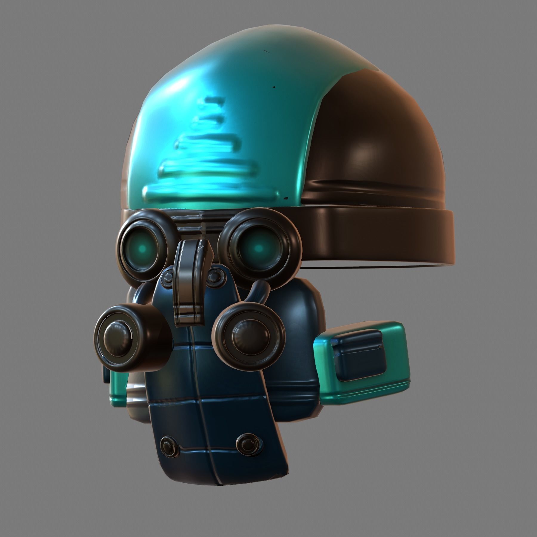 Gas mask helmet 3d model scifi Low-poly  3D model_5