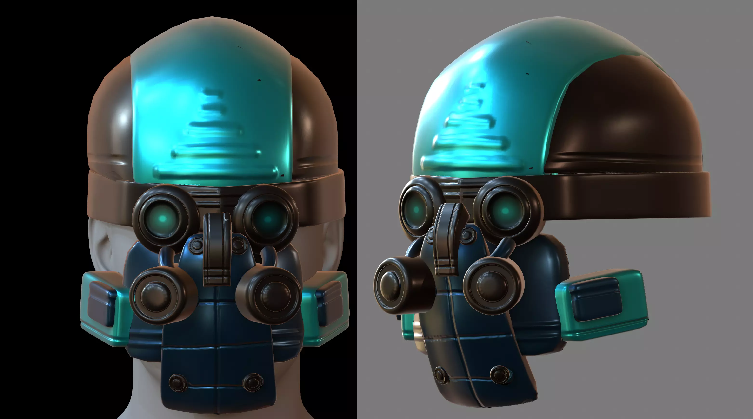 Gas mask helmet 3d model scifi Low-poly  3D model_0