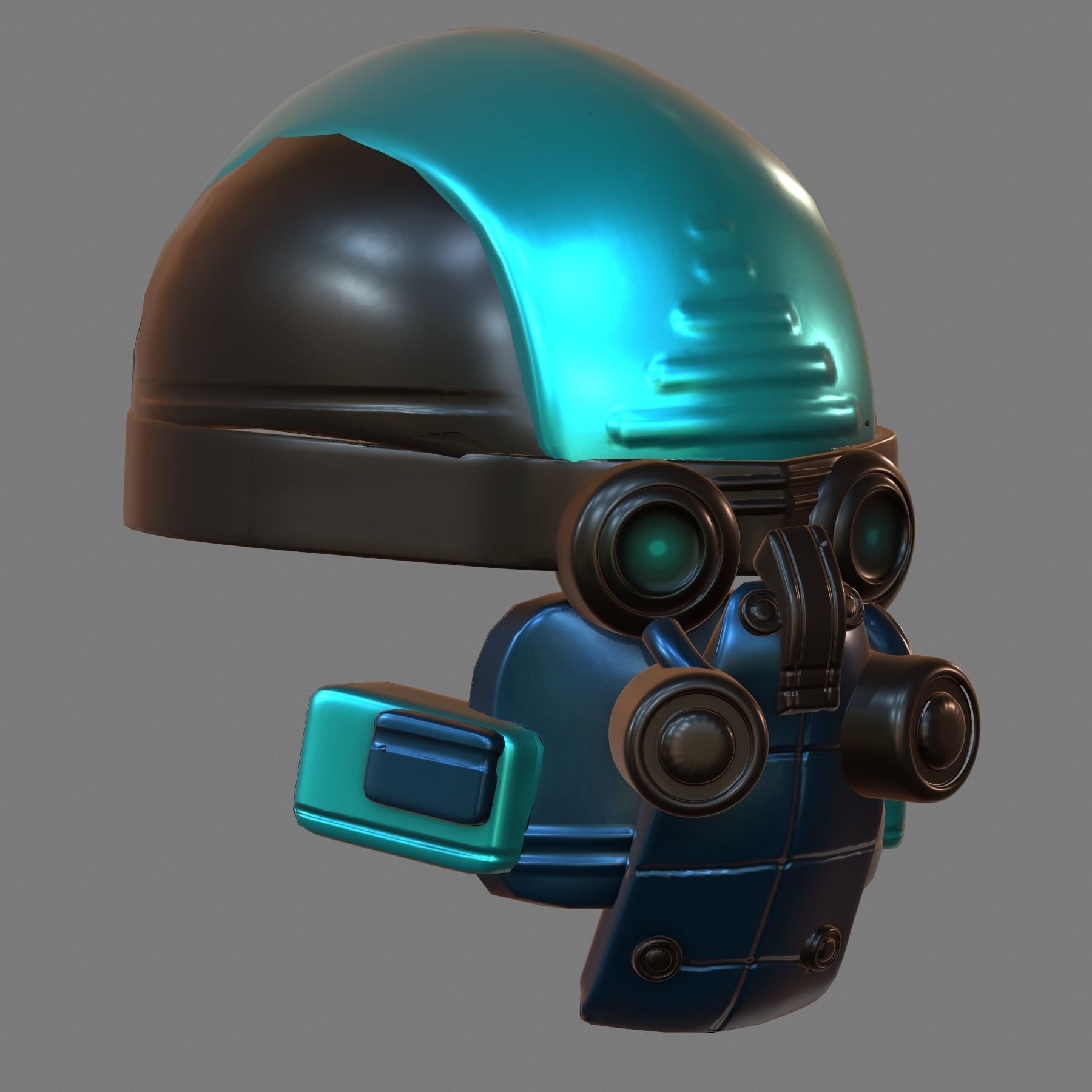 Gas mask helmet 3d model scifi Low-poly  3D model_3
