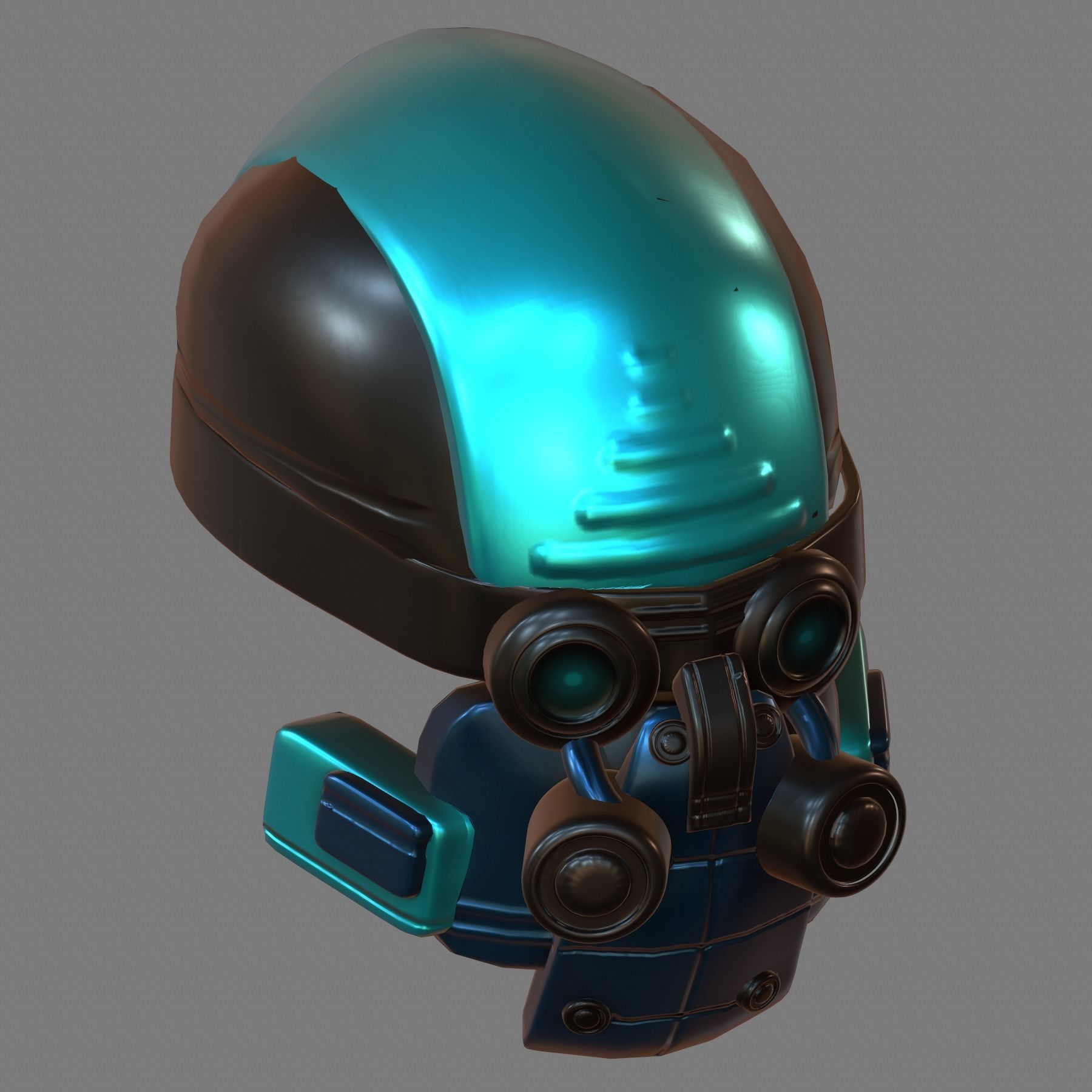 Gas mask helmet 3d model scifi Low-poly  3D model_4