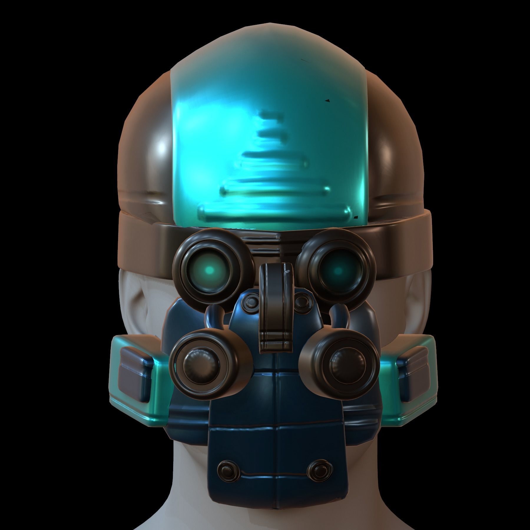 Gas mask helmet 3d model scifi Low-poly  3D model_1