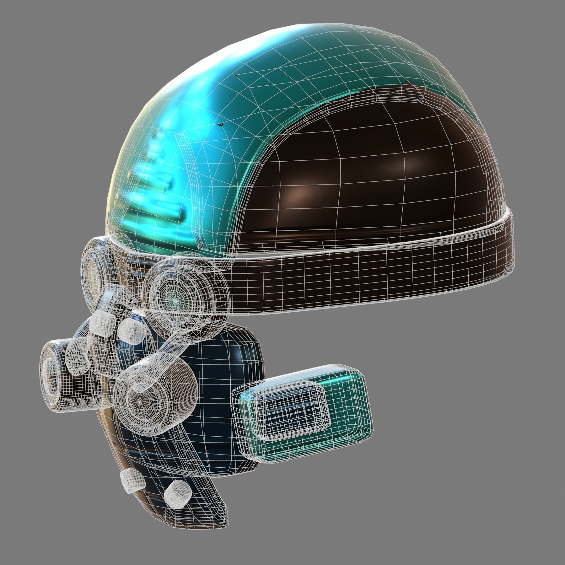 Gas mask helmet 3d model scifi Low-poly  3D model_6