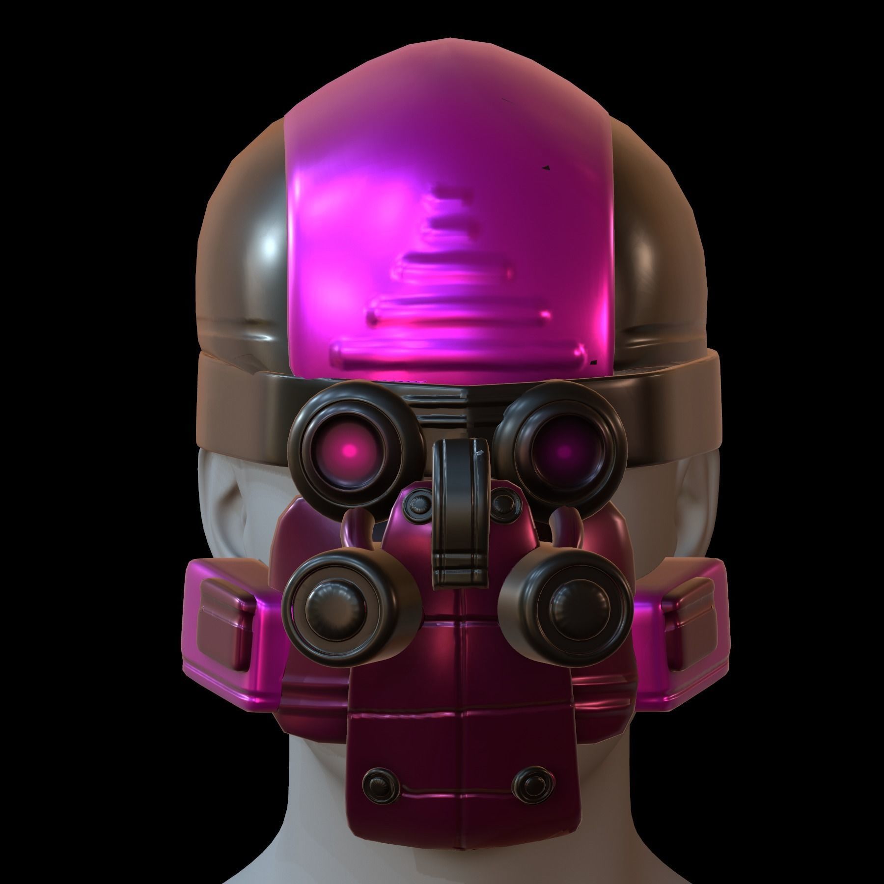 Gas mask helmet 3d model scifi Low-poly  Low-poly 3D model_2