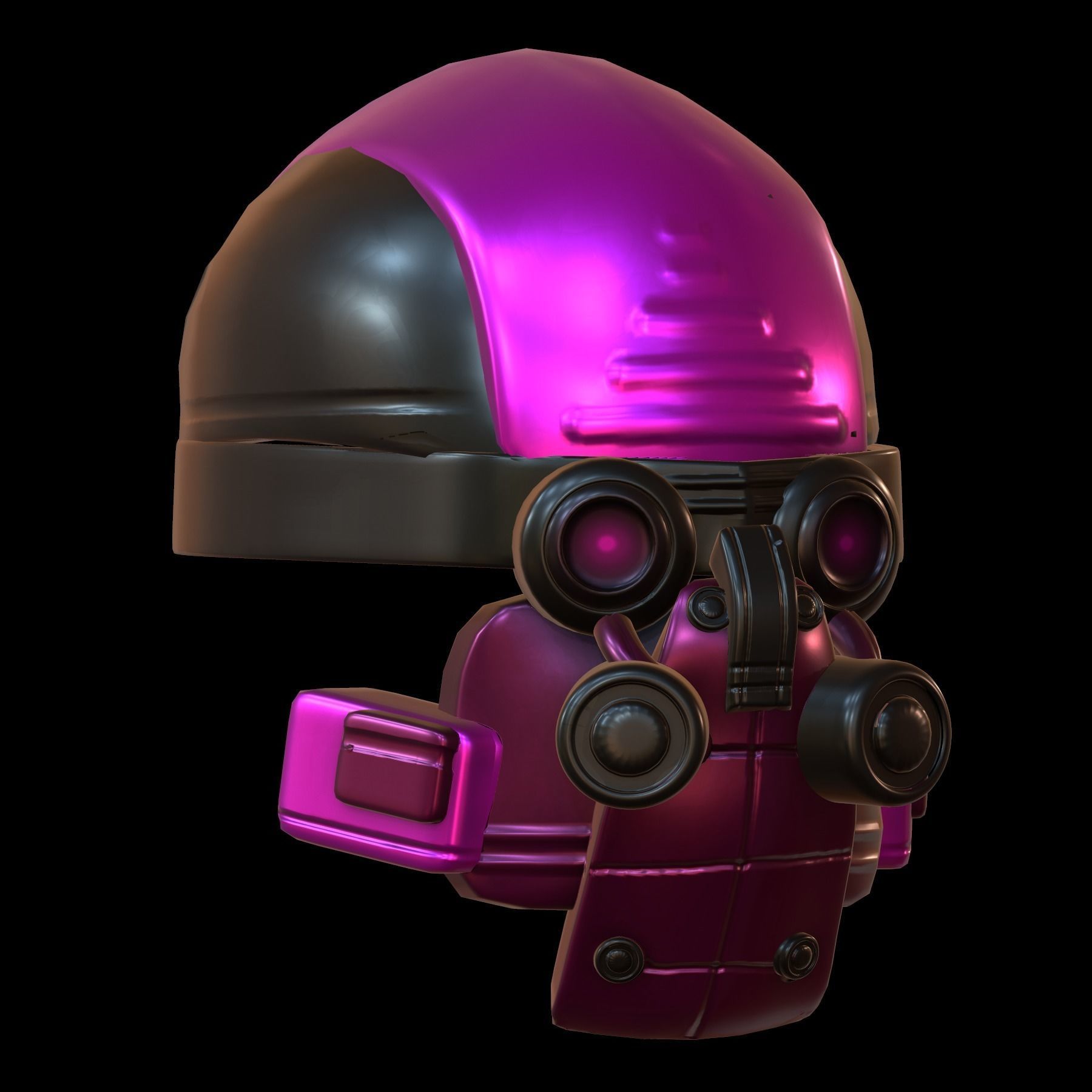 Gas mask helmet 3d model scifi Low-poly  Low-poly 3D model_4