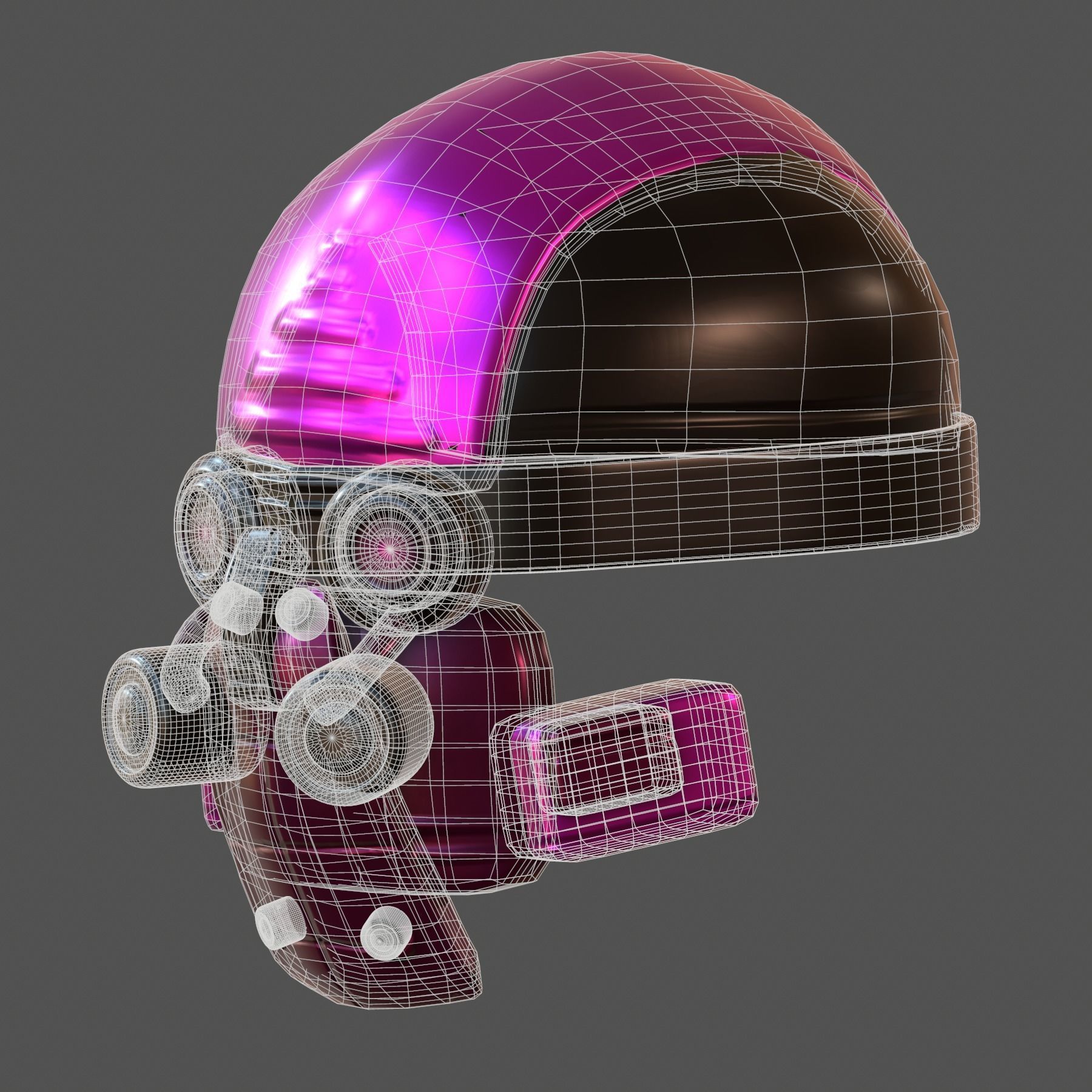 Gas mask helmet 3d model scifi Low-poly  Low-poly 3D model_10