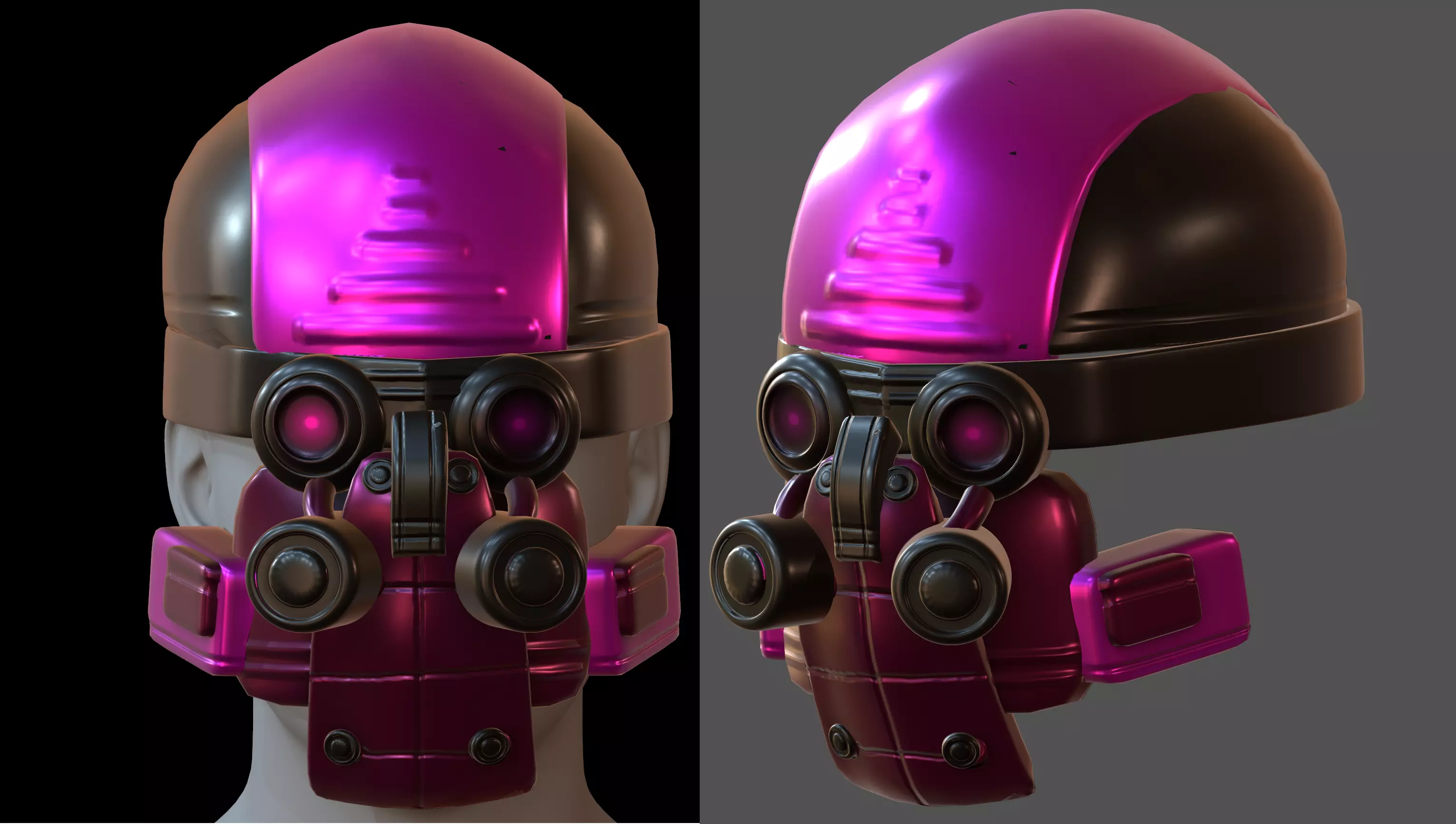 Gas mask helmet 3d model scifi Low-poly  Low-poly 3D model_0