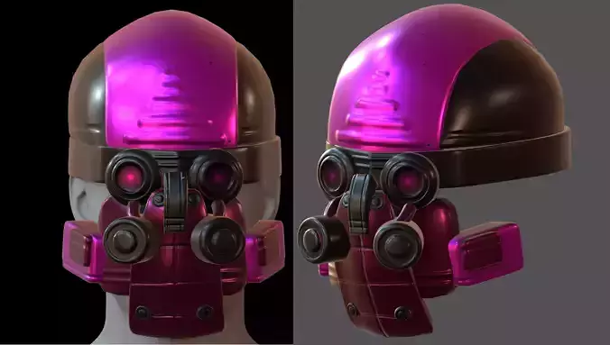 Gas mask helmet 3d model scifi Low-poly 