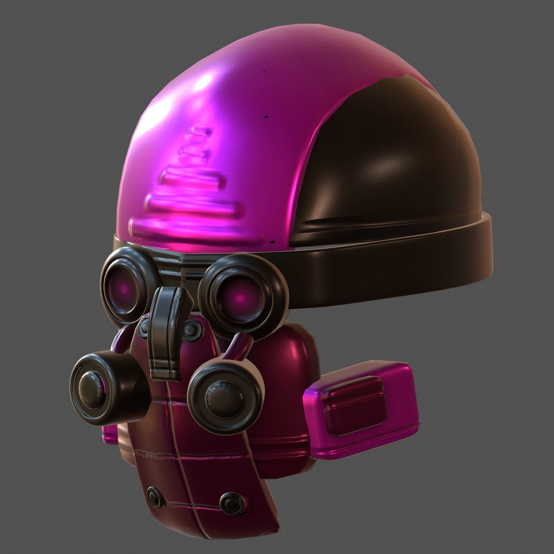 Gas mask helmet 3d model scifi Low-poly  Low-poly 3D model_6