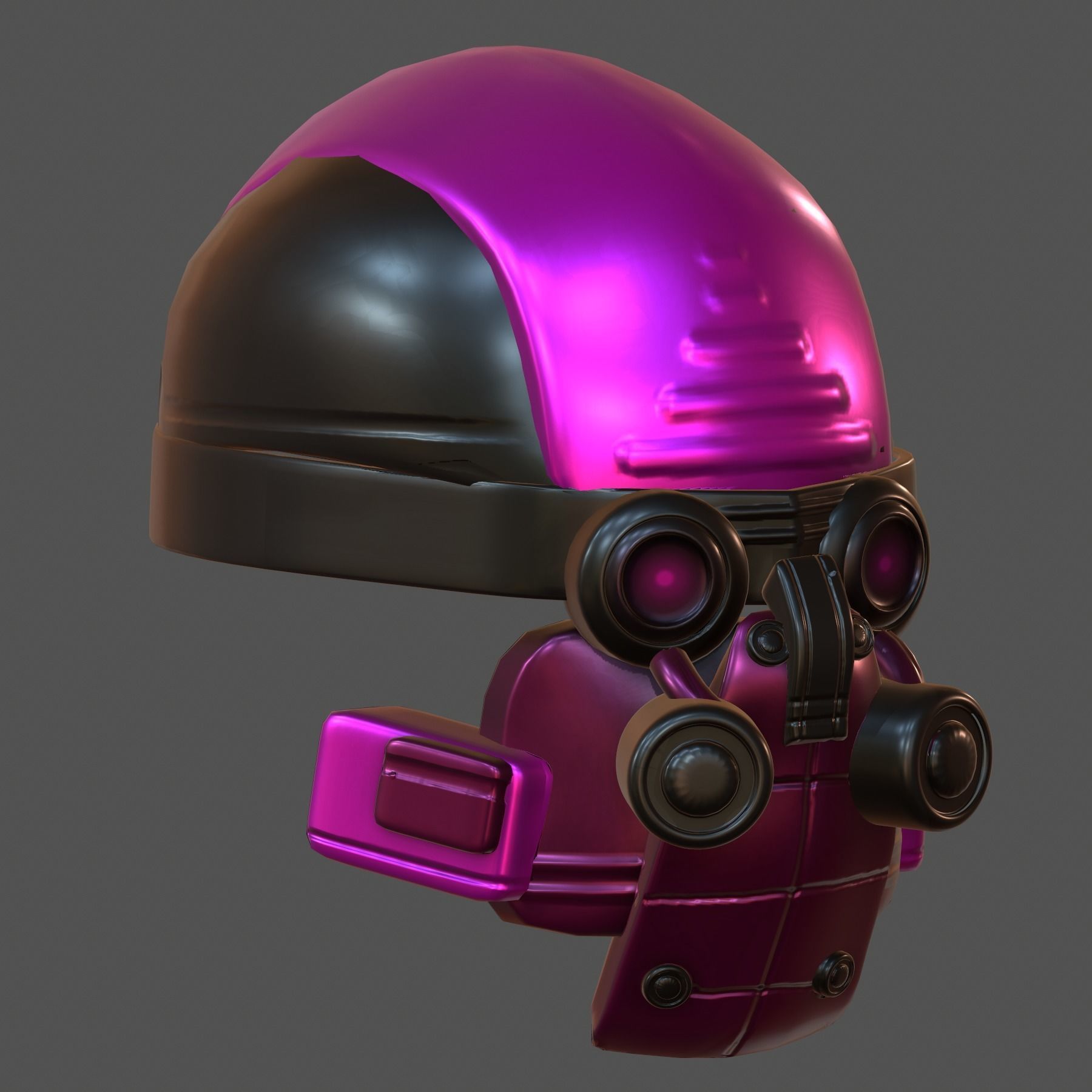 Gas mask helmet 3d model scifi Low-poly  Low-poly 3D model_5