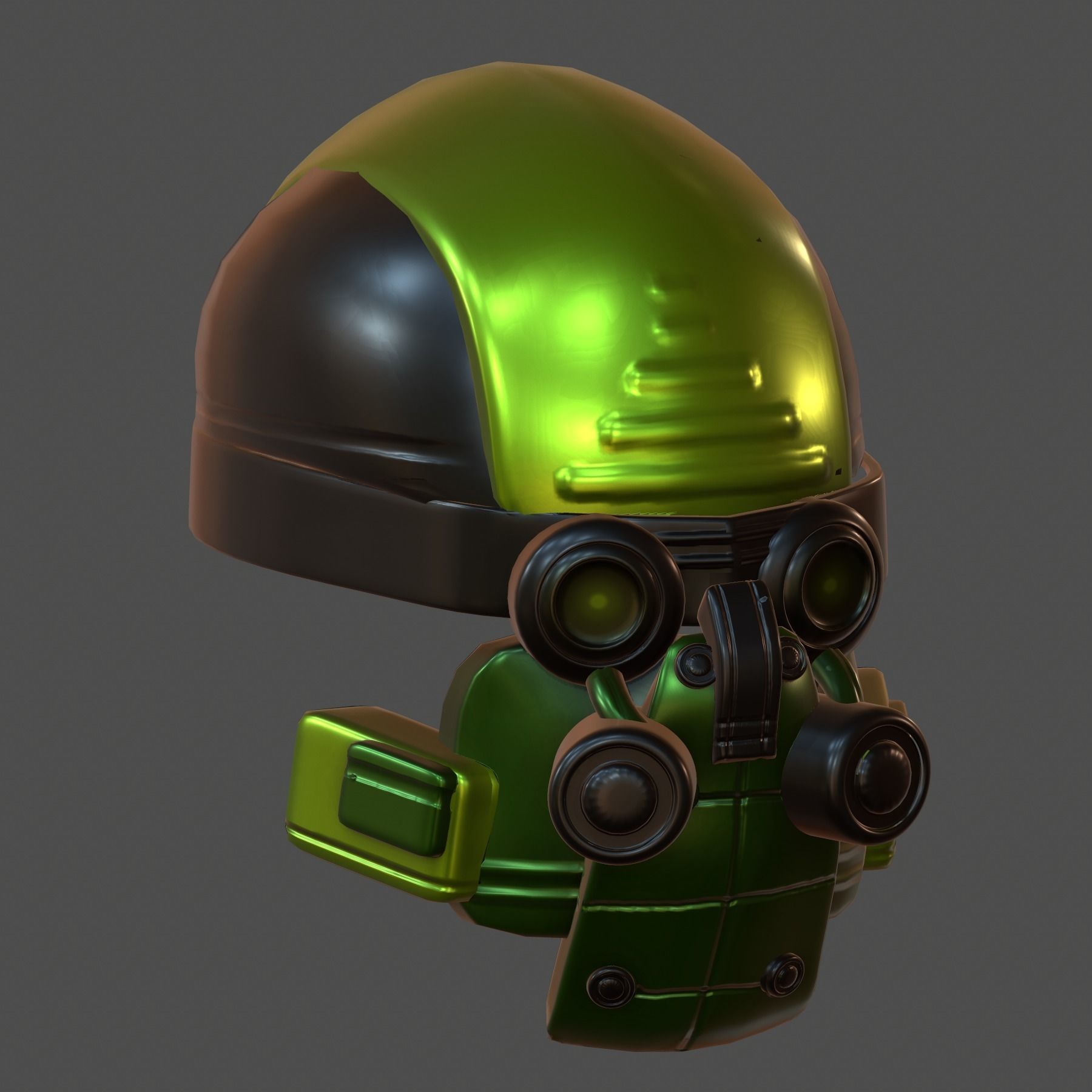 Gas mask helmet 3d model scifi Low-poly  3D model_3