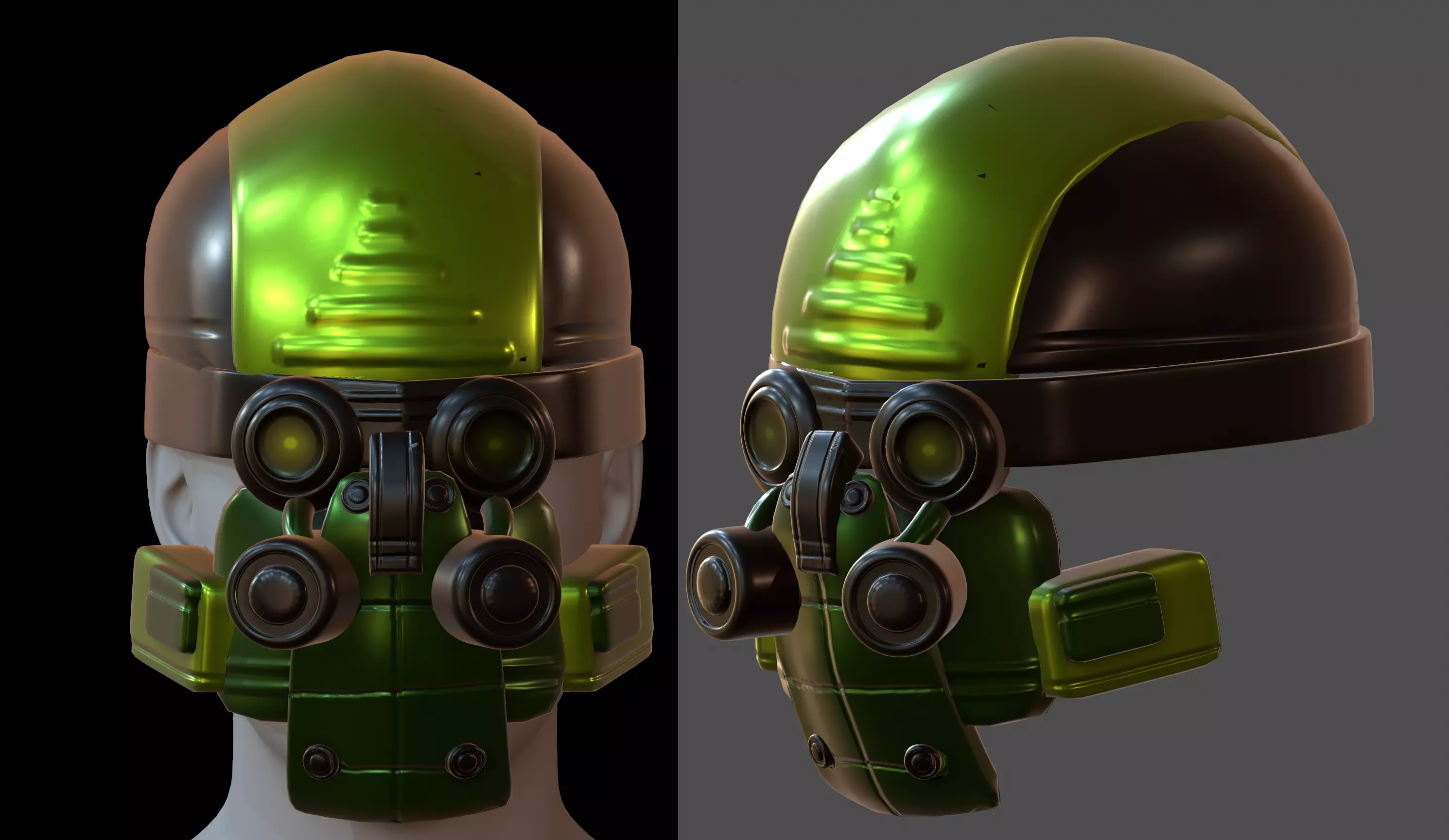 Gas mask helmet 3d model scifi Low-poly  3D model_0