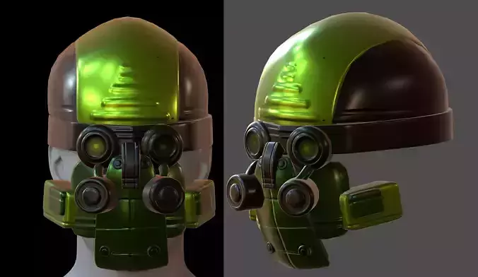 Gas mask helmet 3d model scifi Low-poly 