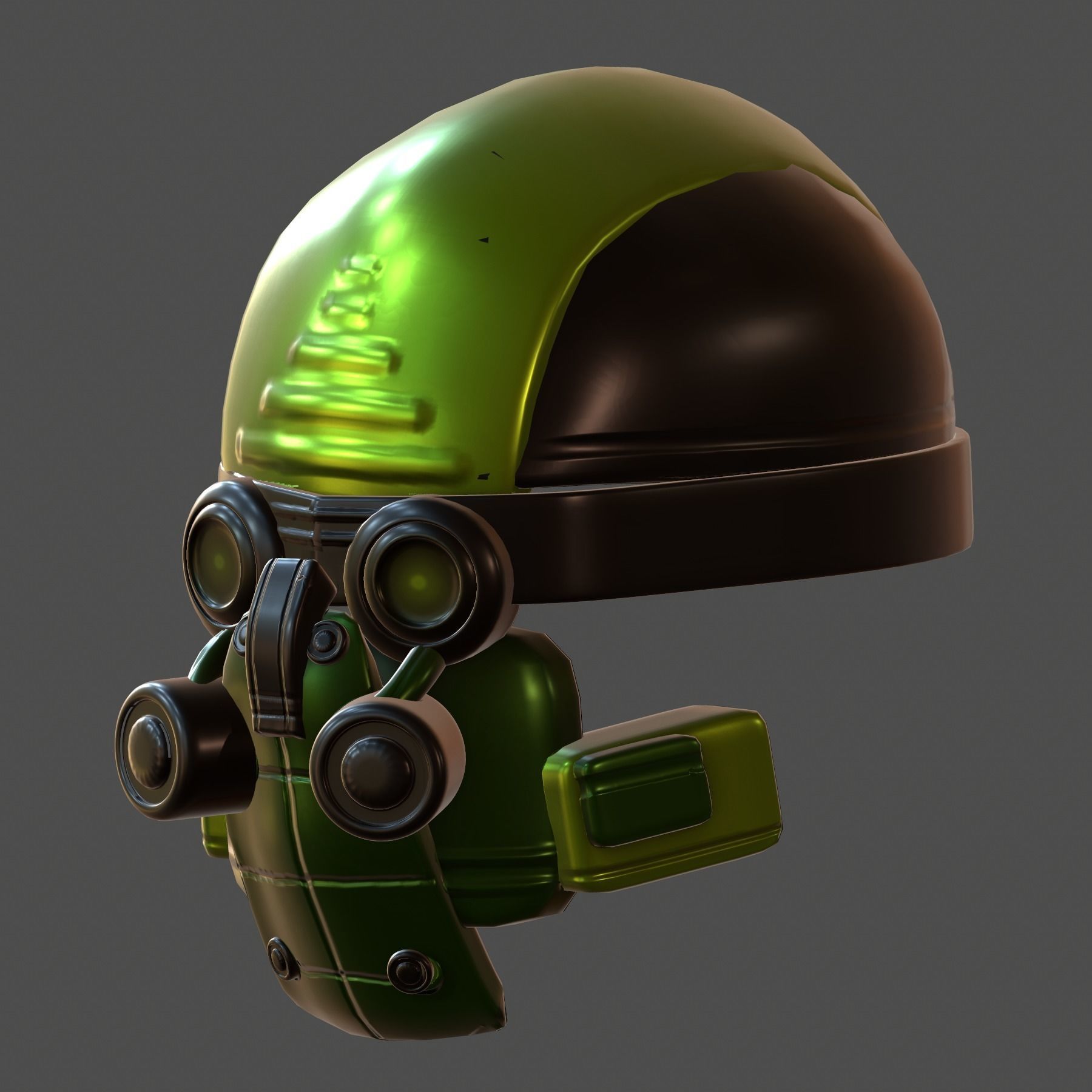 Gas mask helmet 3d model scifi Low-poly  3D model_4