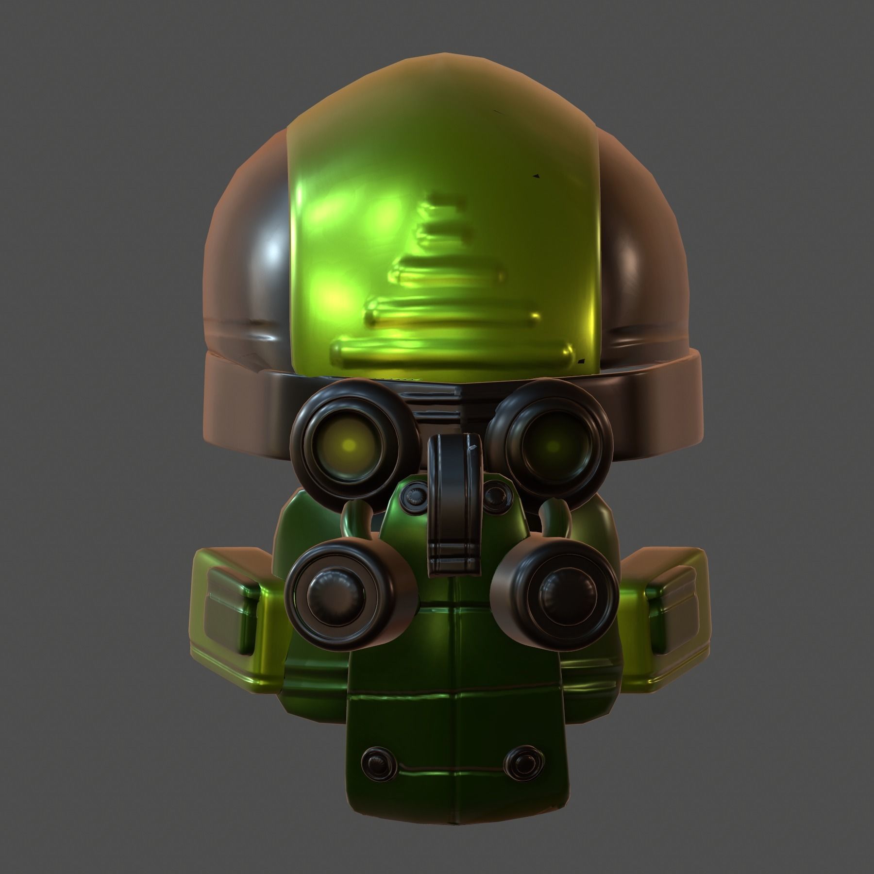 Gas mask helmet 3d model scifi Low-poly  3D model_2