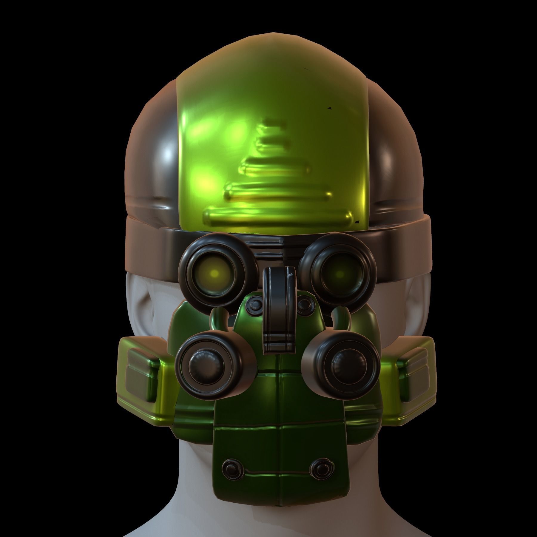 Gas mask helmet 3d model scifi Low-poly  3D model_1