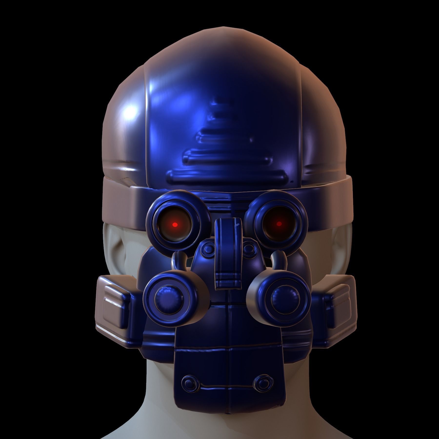 Gas mask helmet 3d model scifi Low-poly 3D model_1