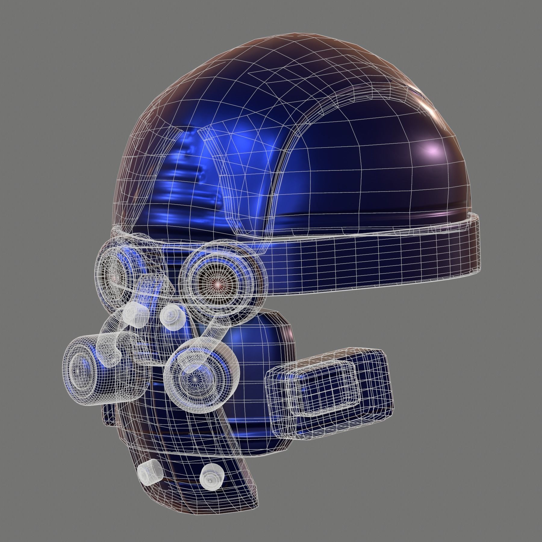 Gas mask helmet 3d model scifi Low-poly 3D model_7