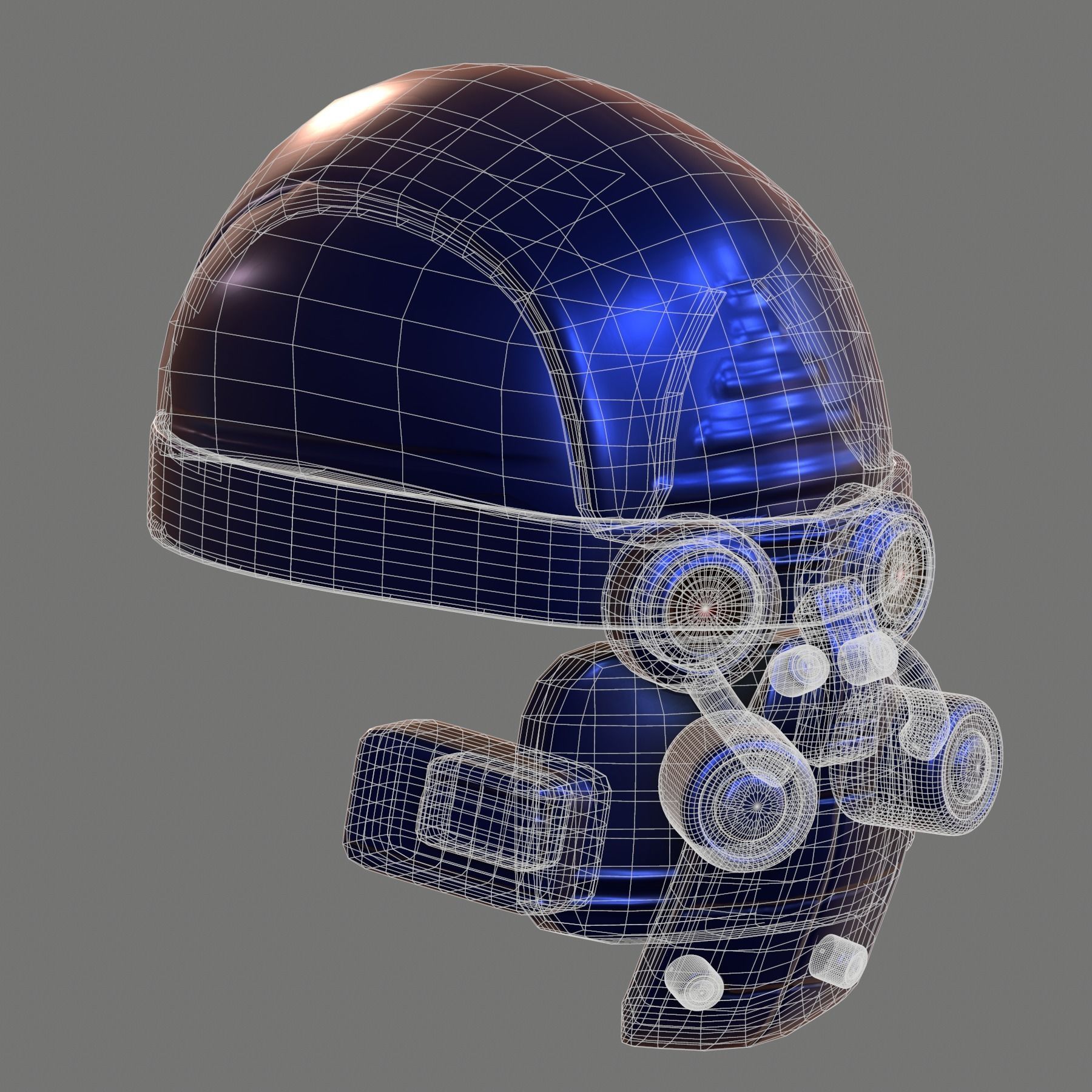 Gas mask helmet 3d model scifi Low-poly 3D model_6