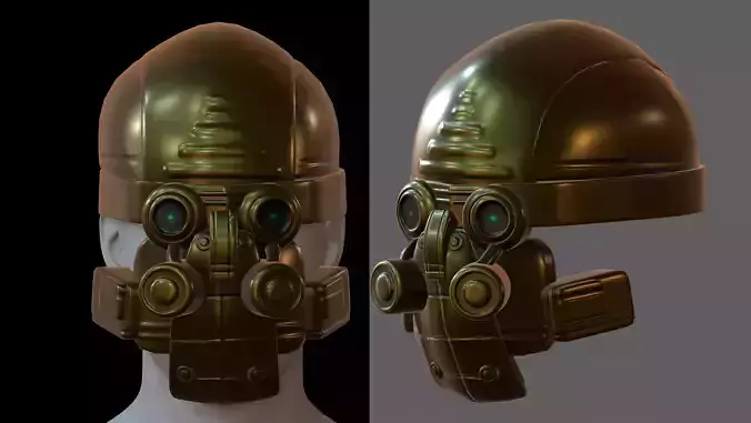 Gas mask helmet 3d model scifi Low-poly 