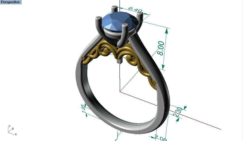 11 - diamond ring 3D print model_1