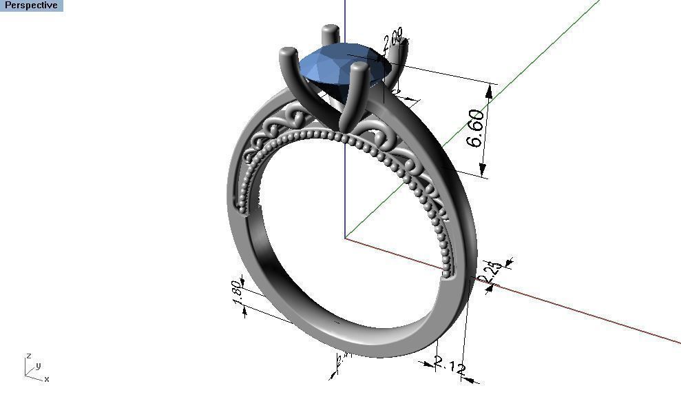 2 - diamond ring 3D print model_1