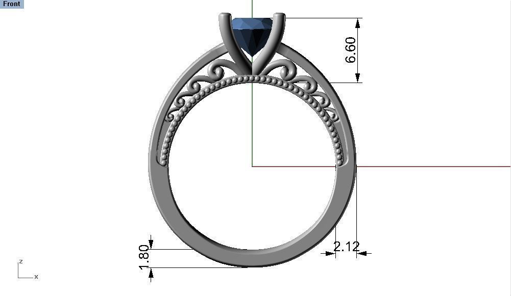 2 - diamond ring 3D print model_2