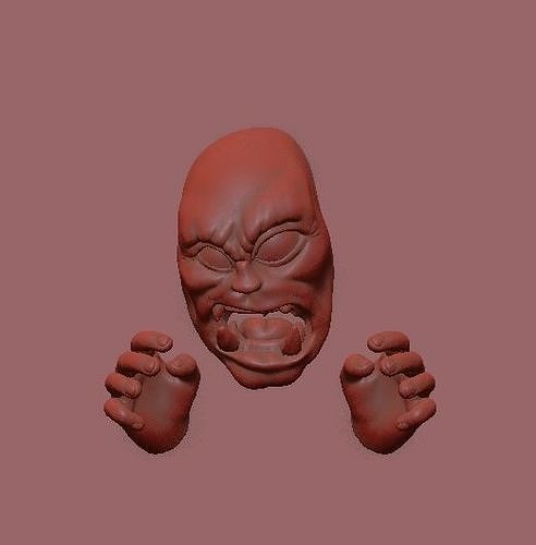 3d print wall sculpture angry face 3D print model