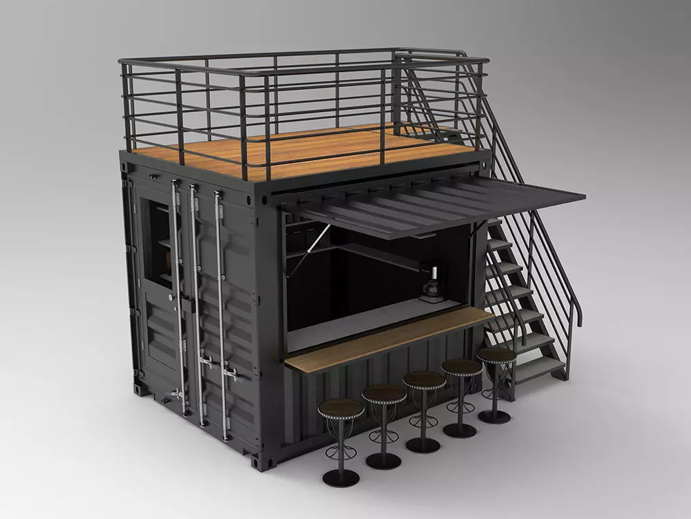 10ft Container Kiosk 3D model_0