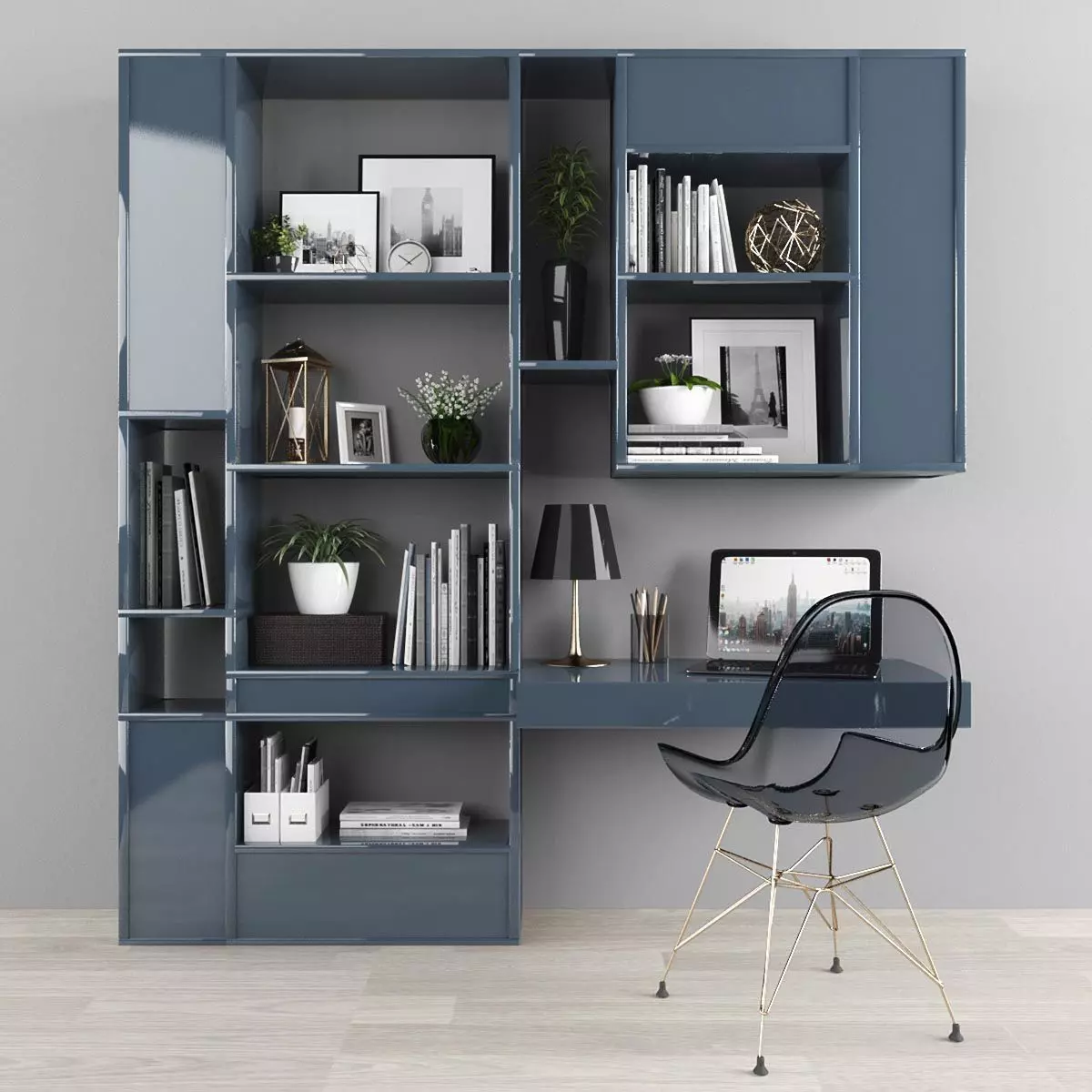 Workplace bookcases for home office - ikea bedroom furniture ... Low-poly 3D model_0
