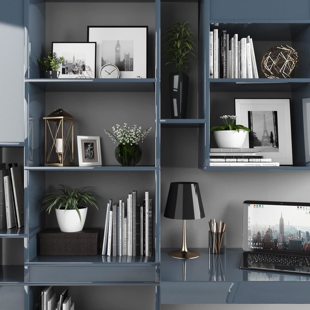 Workplace bookcases for home office - ikea bedroom furniture ... Low-poly 3D model_1