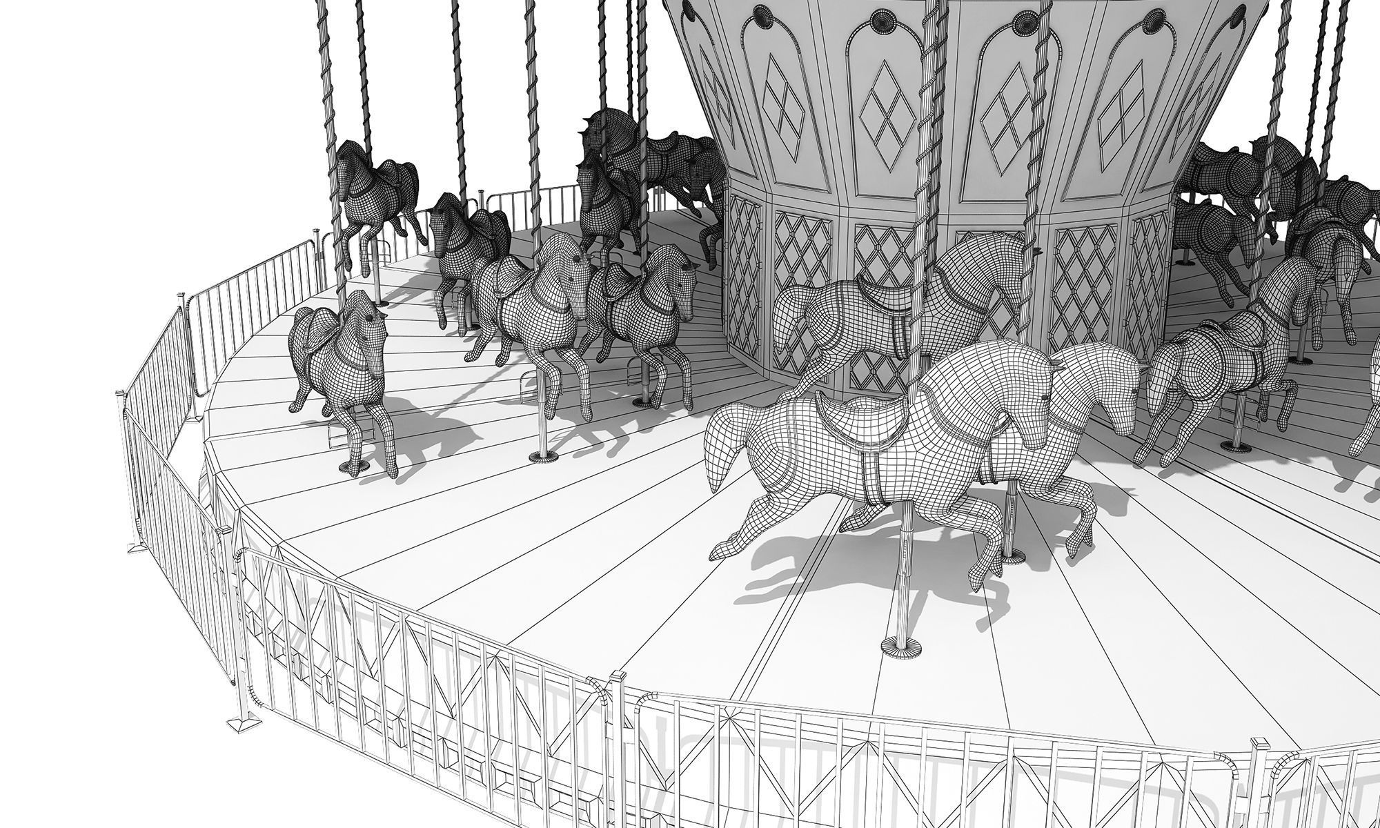 Carousel Horse Ride 3D model_10