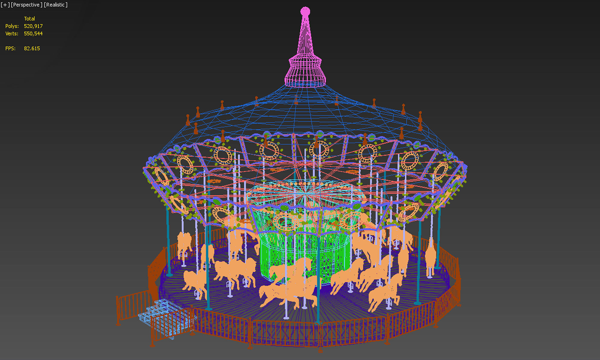 Carousel Horse Ride 3D model_12