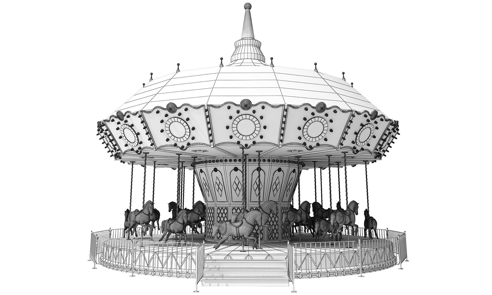Carousel Horse Ride 3D model_8