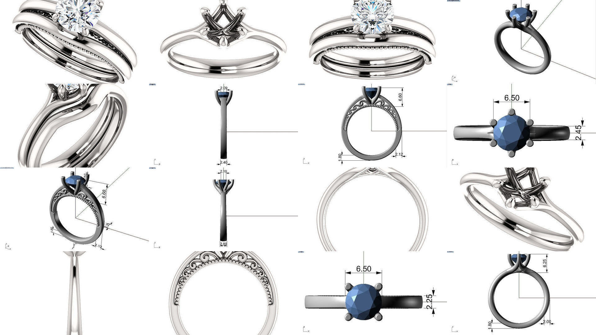 Dimaond ring printable total 18 styles 3D Model Collection_1