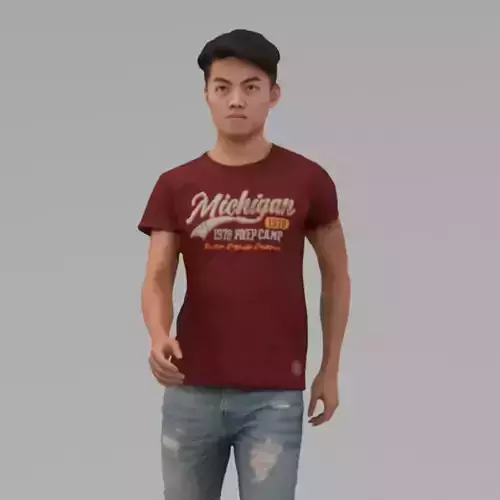 A Strong Young Man Walking Along In Half Body Portrait 3D model
