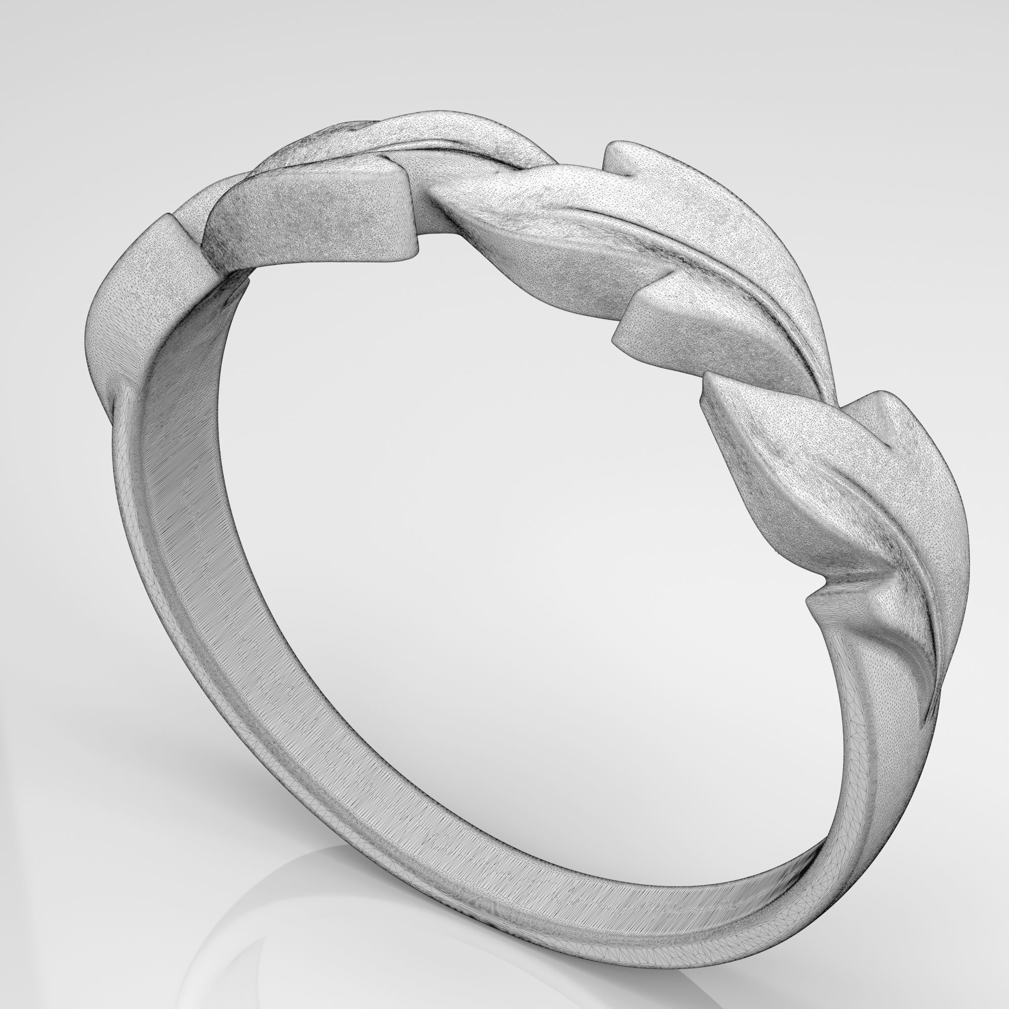 Ring  Leaves print model 3D print model_2