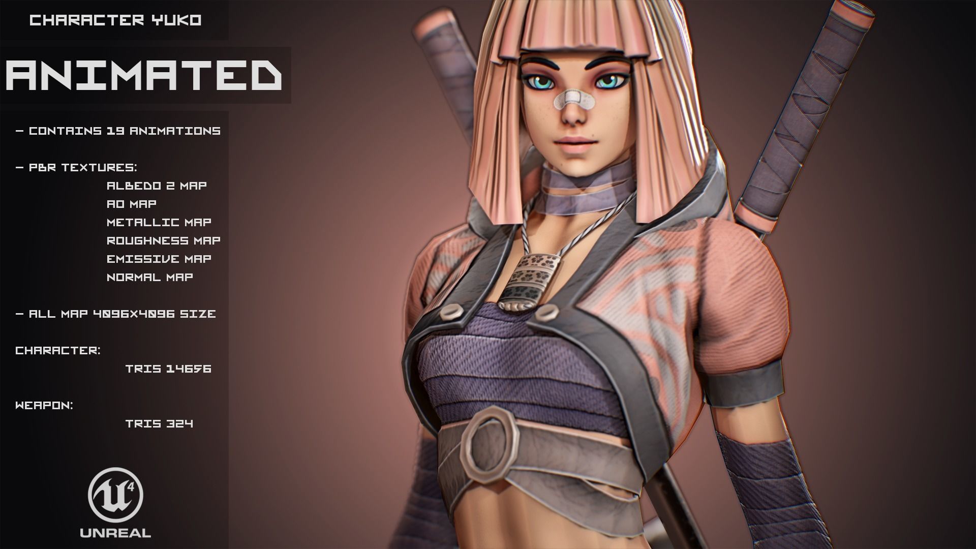 Yuko - Stylized Character Low-poly 3D model_3