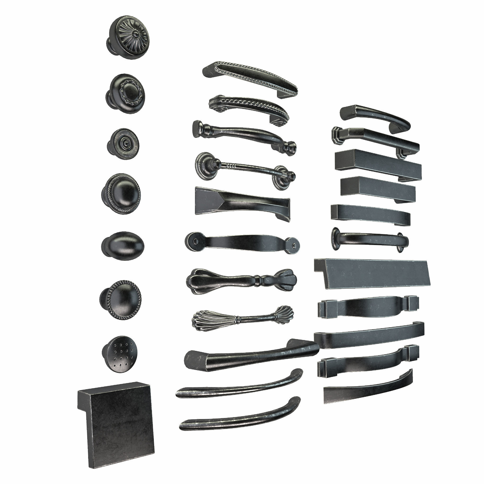 30 cabinet and door handle and knob 3D model_1