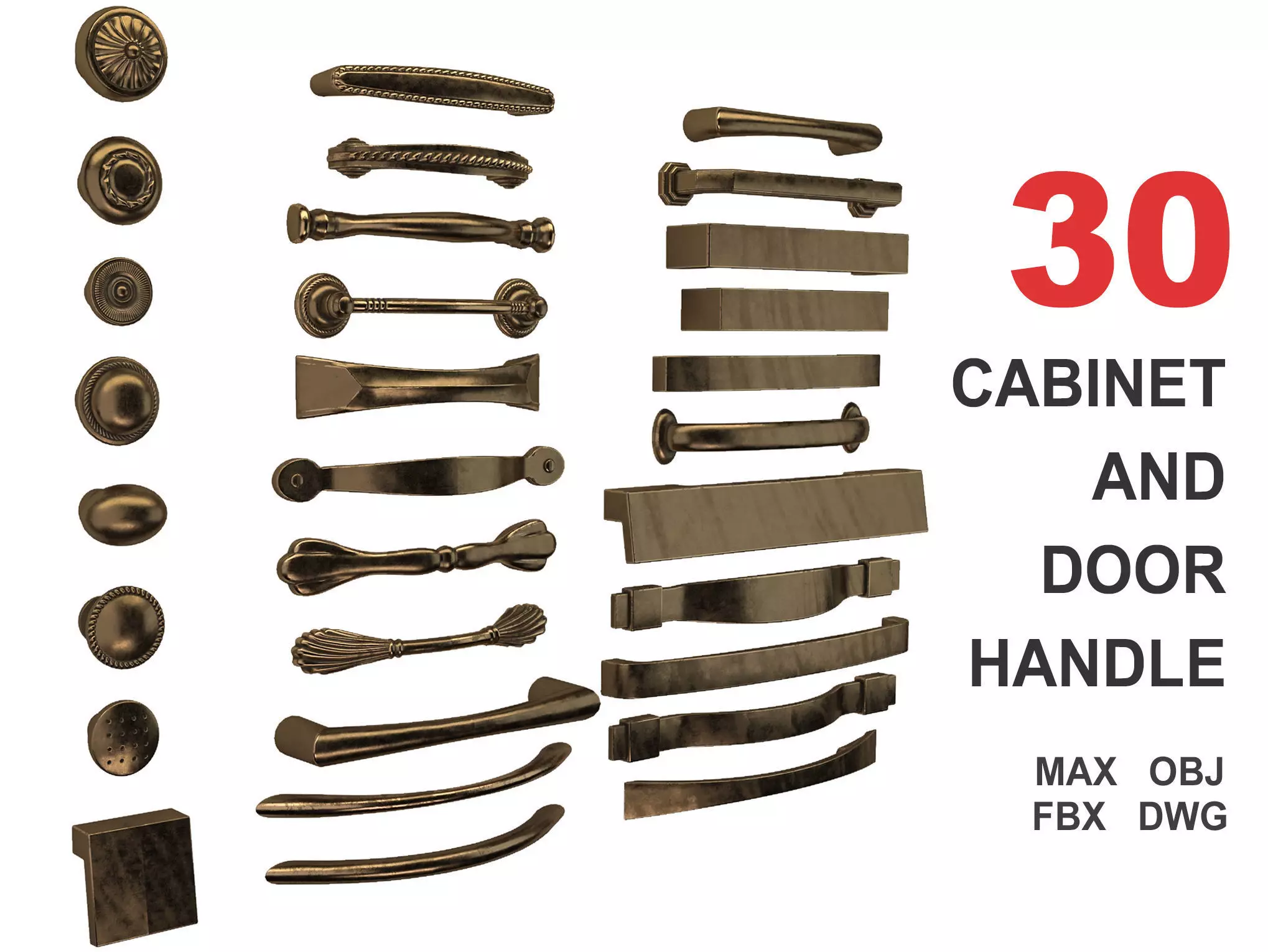 30 cabinet and door handle and knob 3D model_0
