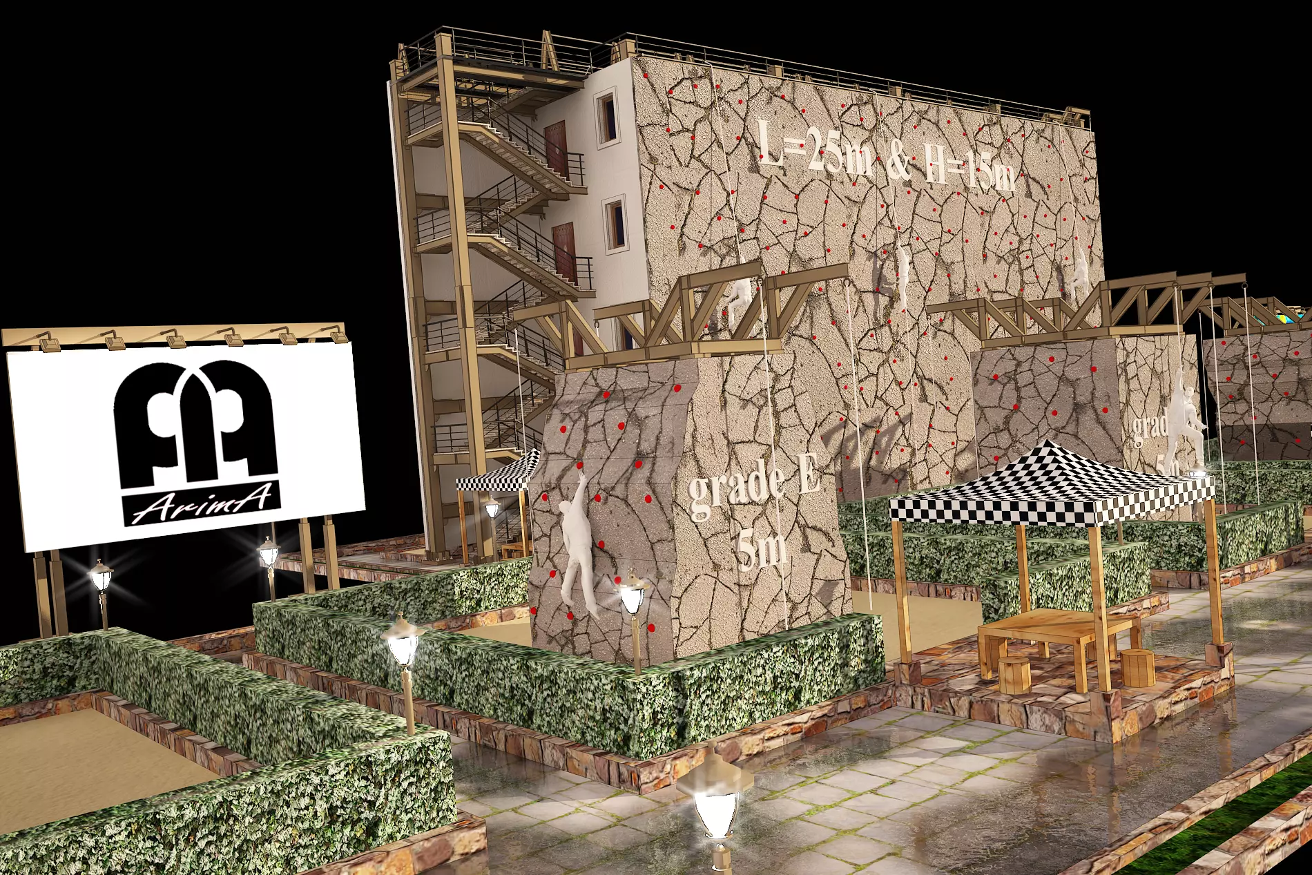 3D model of rock climbing and rappelling site with full details 3D model_0