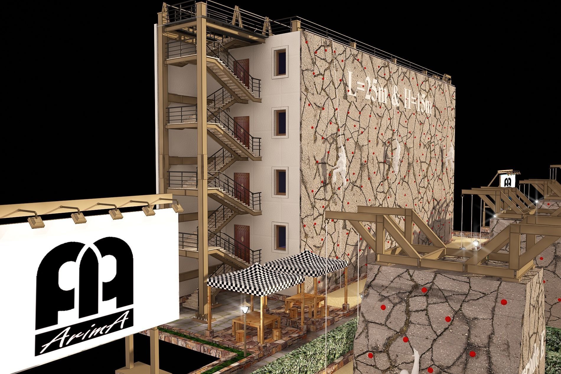 3D model of rock climbing and rappelling site with full details 3D model_14