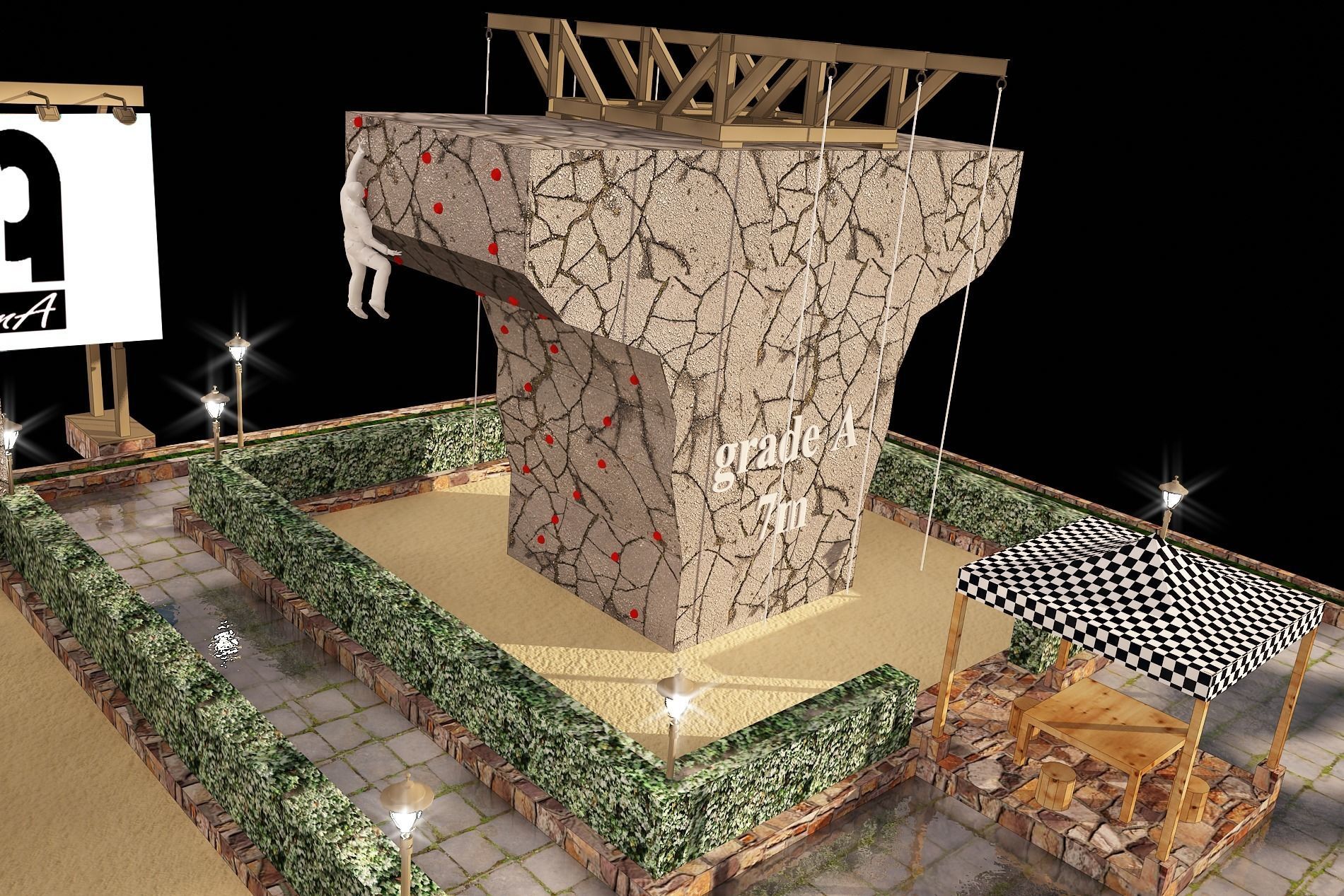 3D model of rock climbing and rappelling site with full details 3D model_12