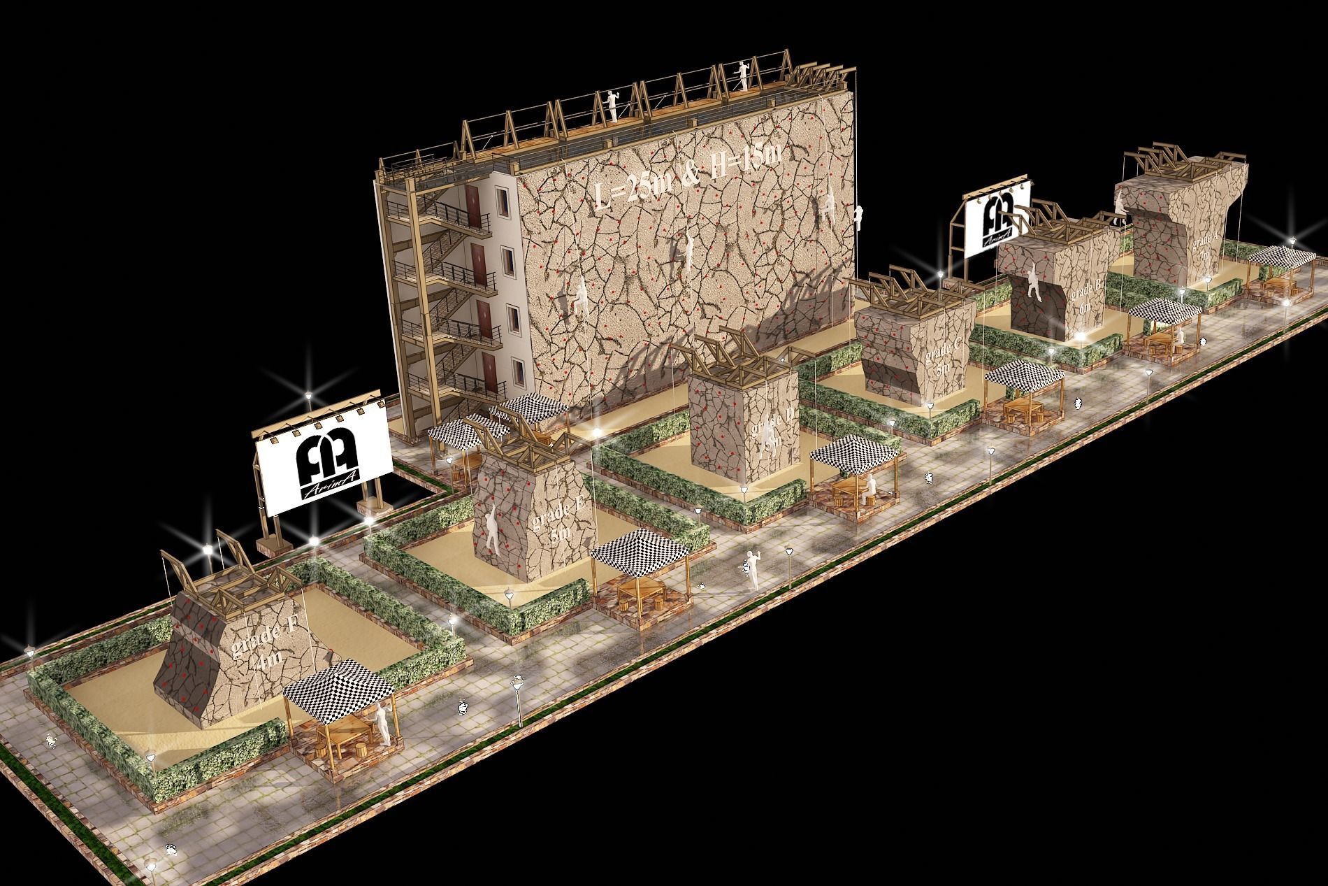 3D model of rock climbing and rappelling site with full details 3D model_1